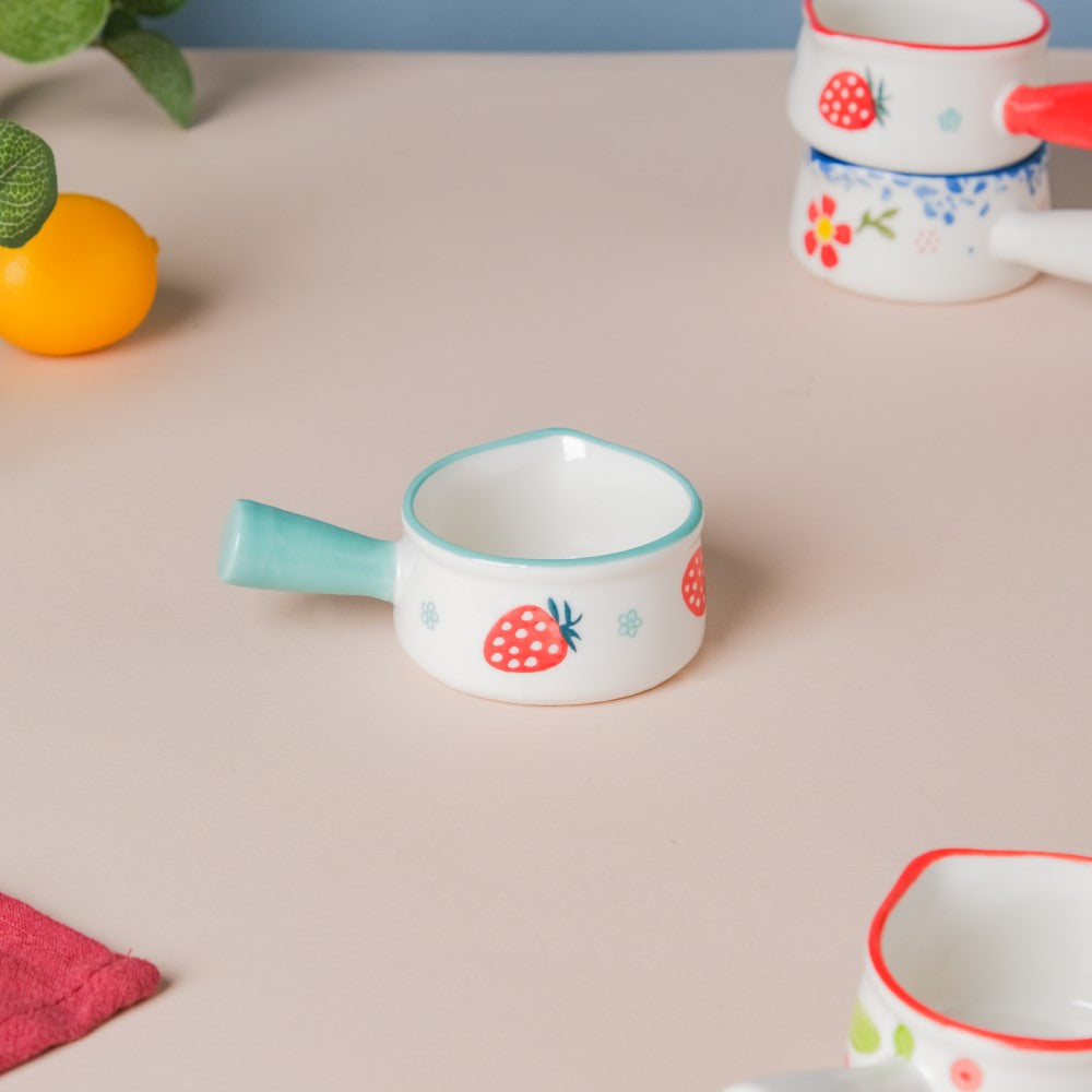 Strawberry Ceramic Creamer With Handle Blue Small Nestasia