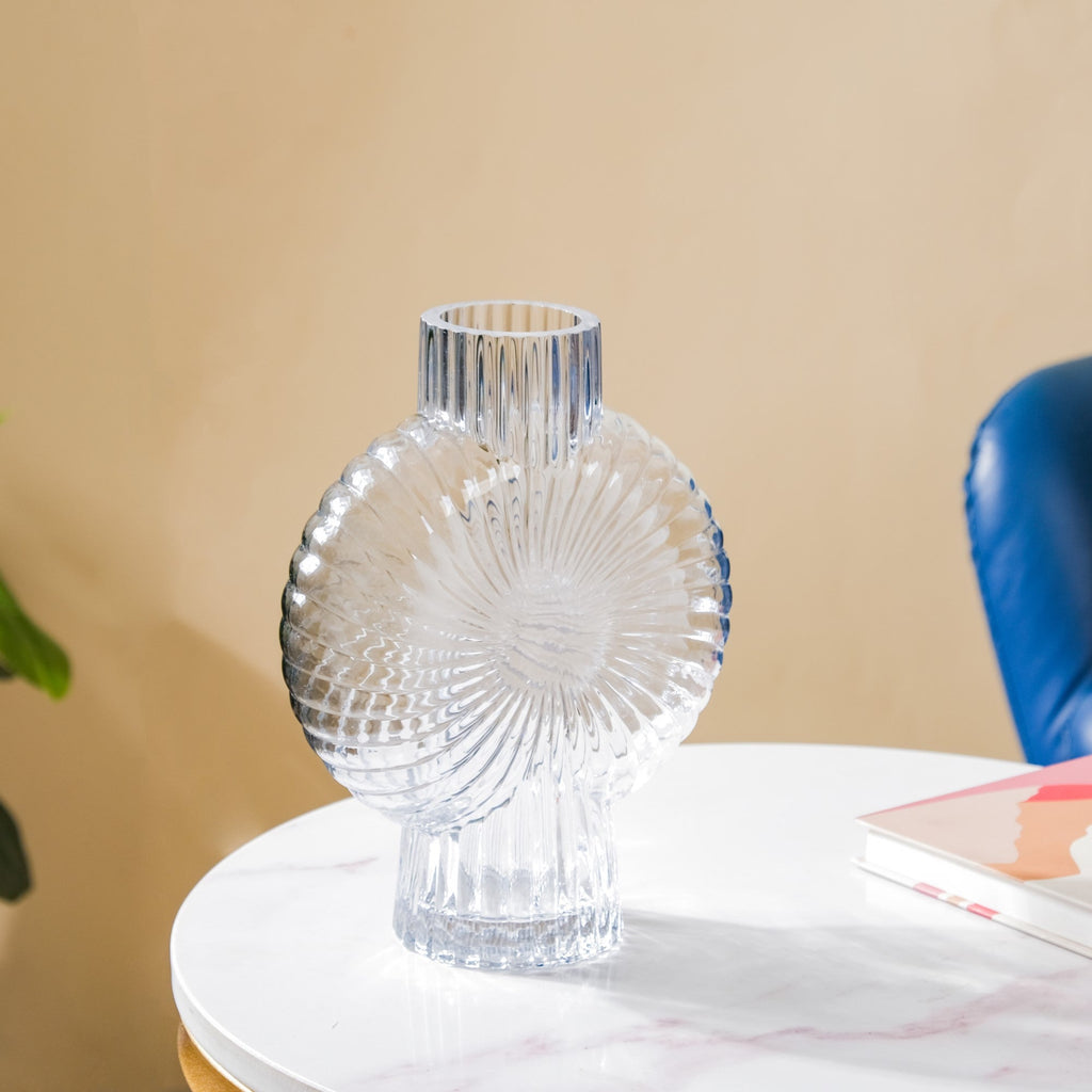Conch Shell Textured Glass Vase Nestasia