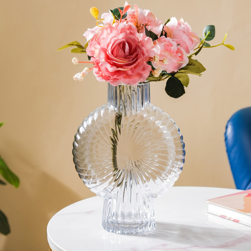 Conch Shell Textured Glass Vase Nestasia