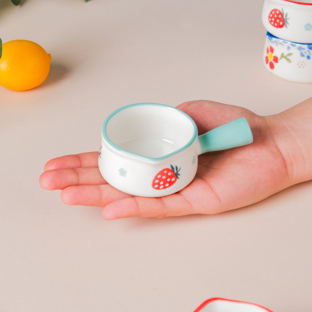 Strawberry Ceramic Creamer With Handle Blue Small Nestasia
