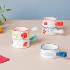 Floral Ceramic Creamer With Handle Red Small Nestasia