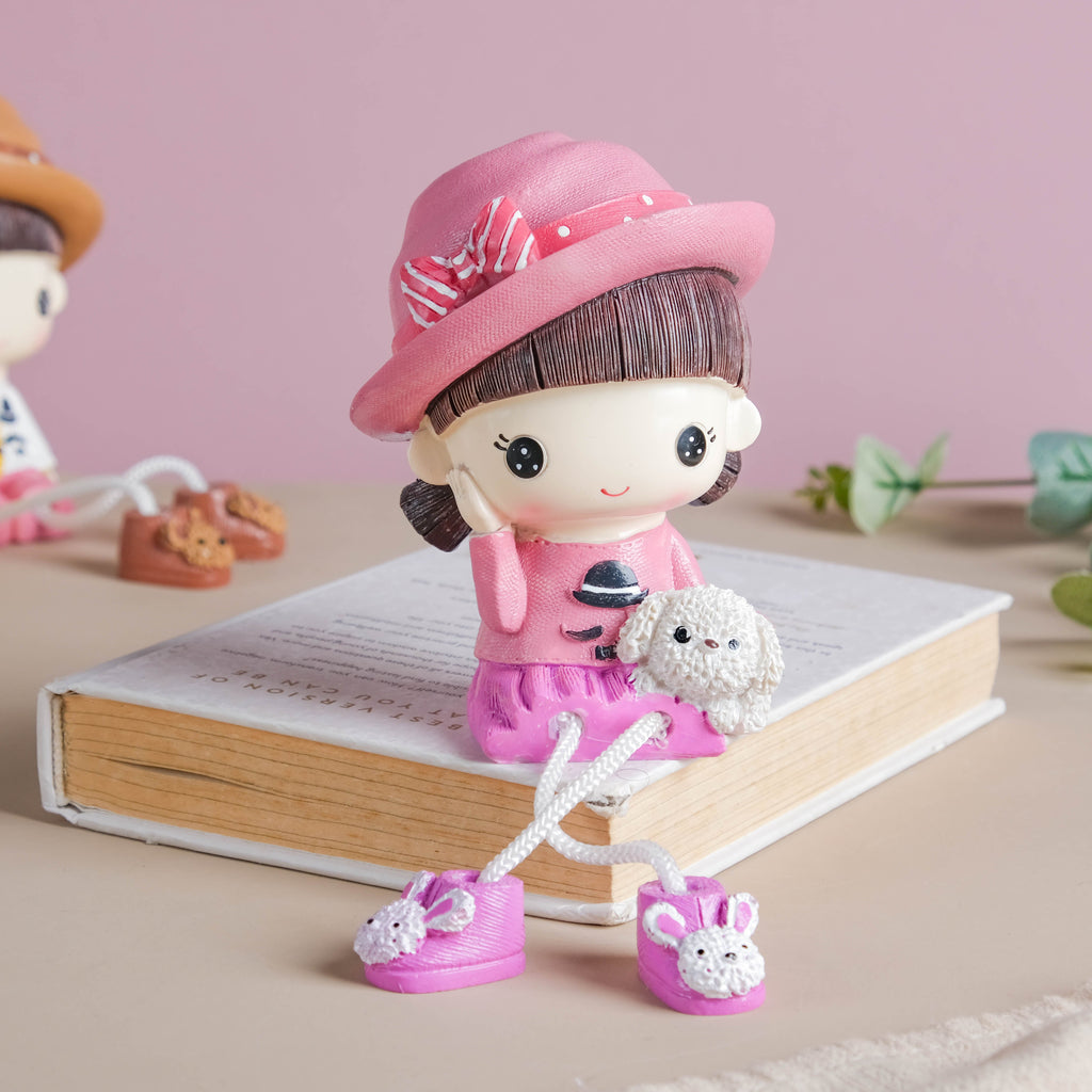 Cowgirl Resin Showpiece With Hanging Legs Nestasia