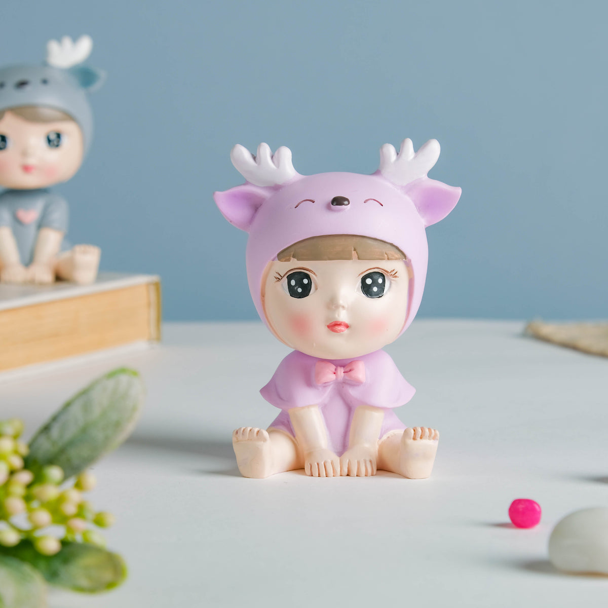 Toddler Girl With Deer Hat Showpiece Nestasia