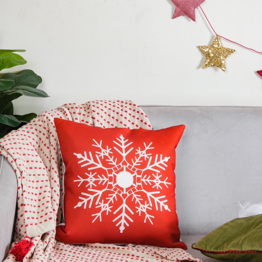 Christmas Velvet Snowflake Cushion Cover 16 X 16 Inch Nestasia