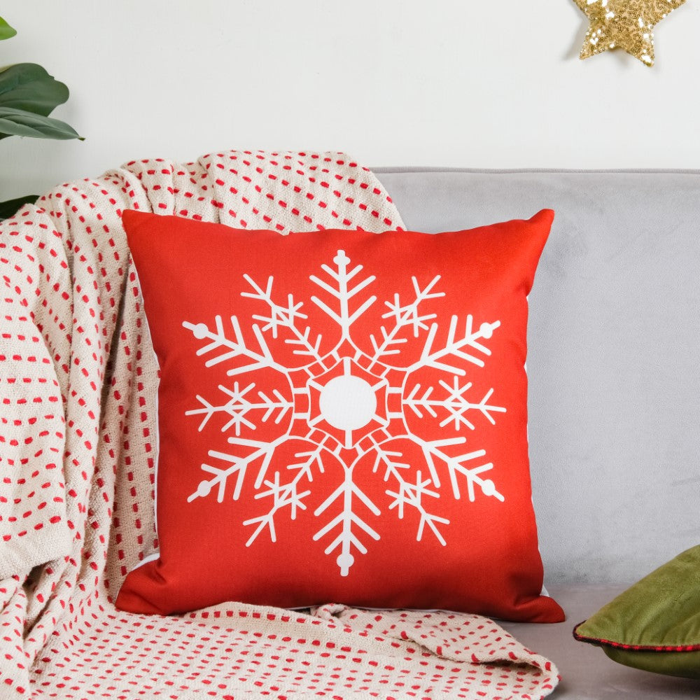 Christmas Velvet Snowflake Cushion Cover 16 X 16 Inch Nestasia