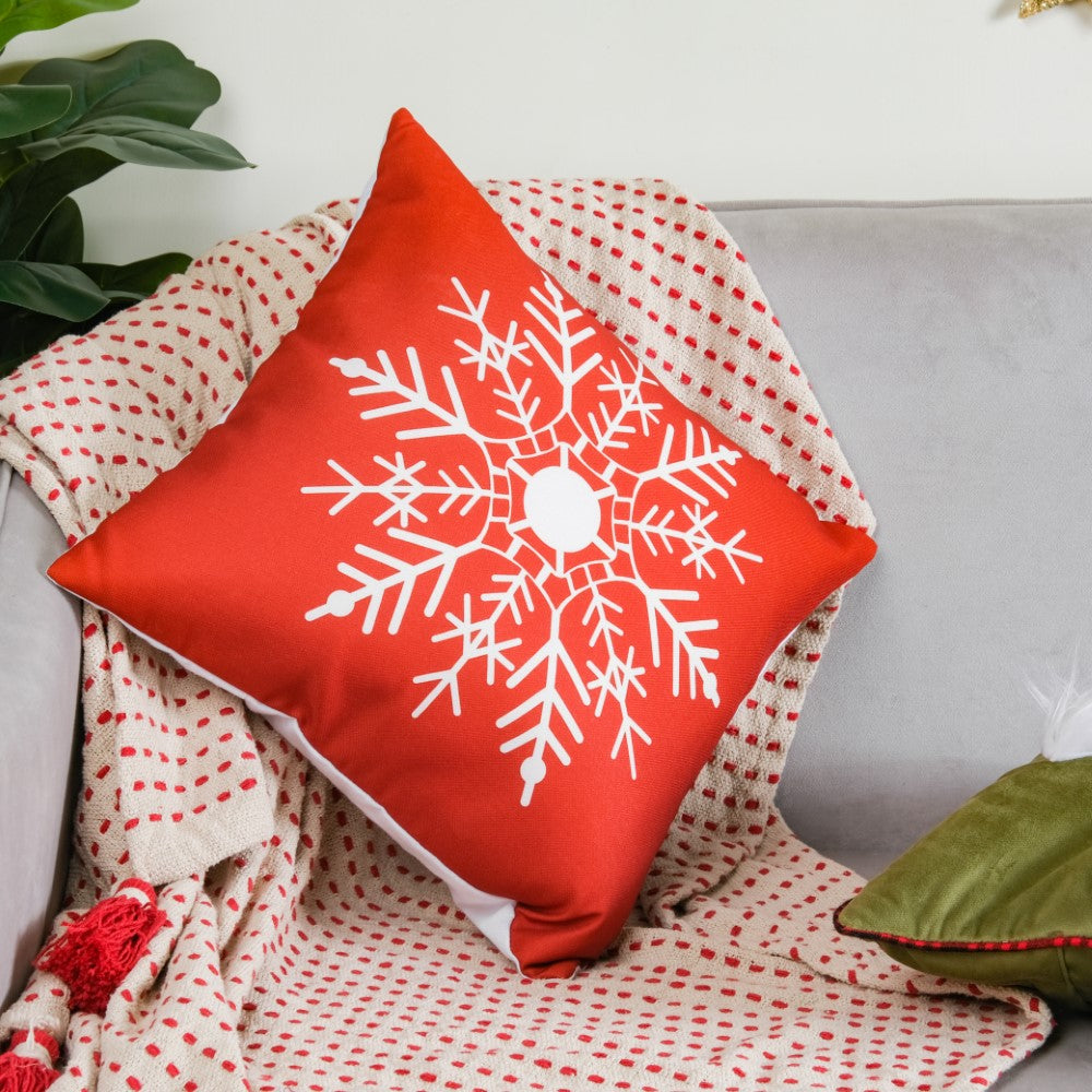 Christmas Velvet Snowflake Cushion Cover 16 X 16 Inch Nestasia