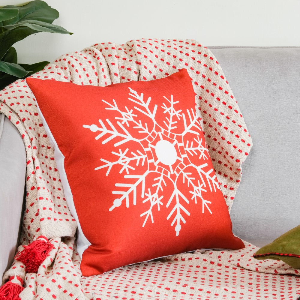 Christmas Velvet Snowflake Cushion Cover 16 X 16 Inch Nestasia