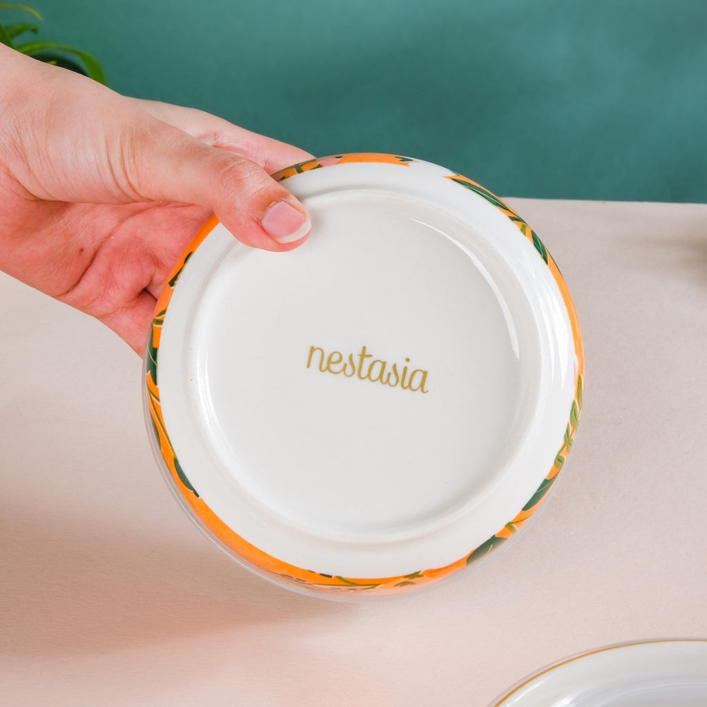 Meadow Muse Ceramic Lunch Box Orange 550 ml Set Of 2 Nestasia
