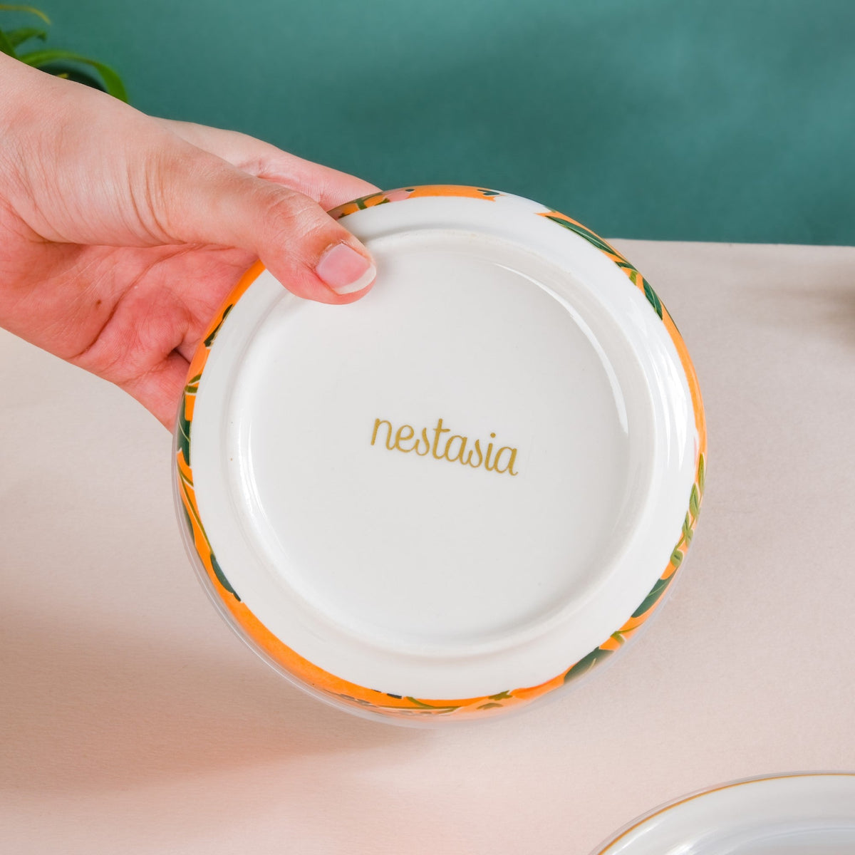 Meadow Muse Ceramic Lunch Box Orange 550 ml Set Of 2 Nestasia
