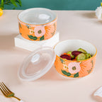 Meadow Muse Ceramic Lunch Box Orange 550 ml Set Of 2 Nestasia
