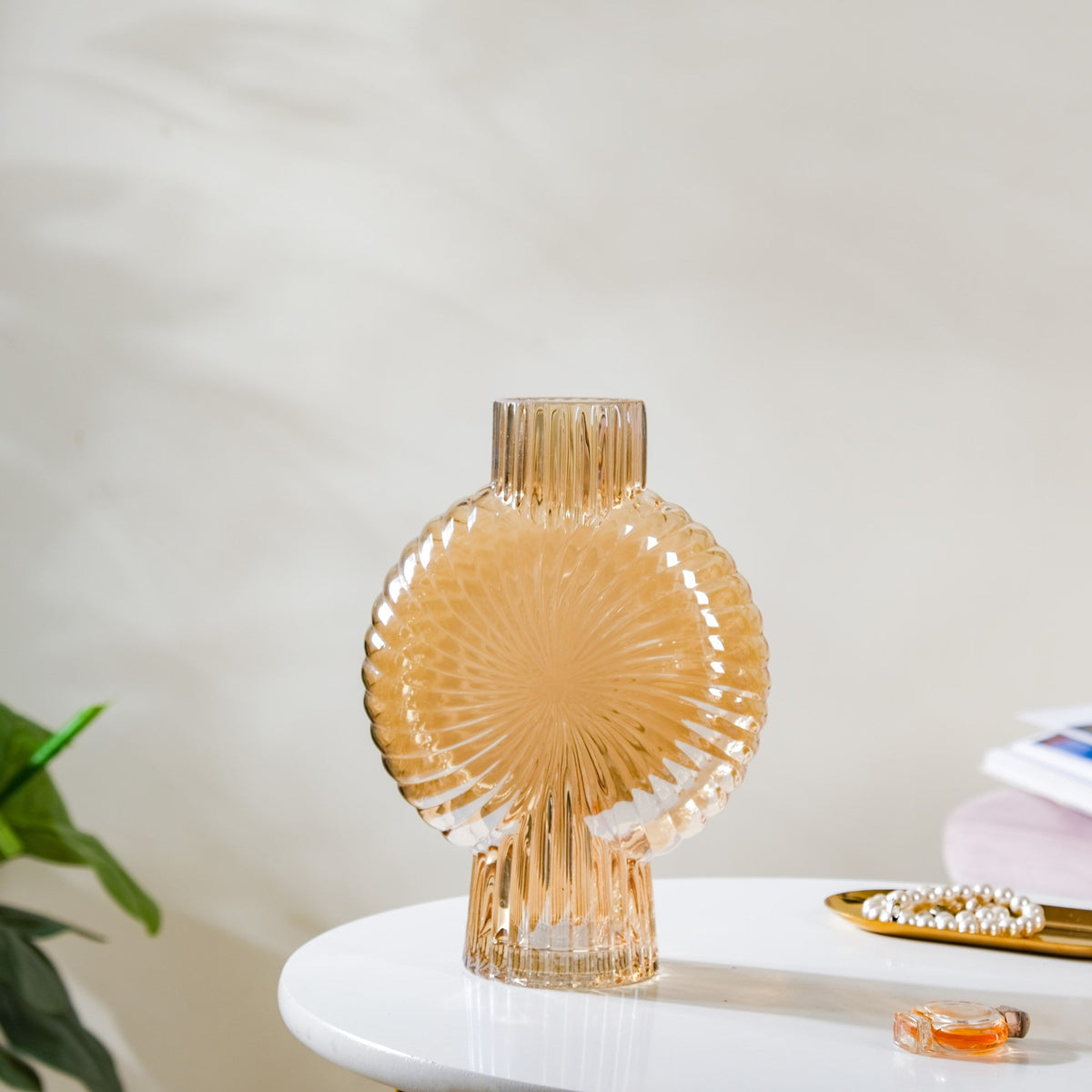 Armadillo Glass Vase Amber Large Nestasia