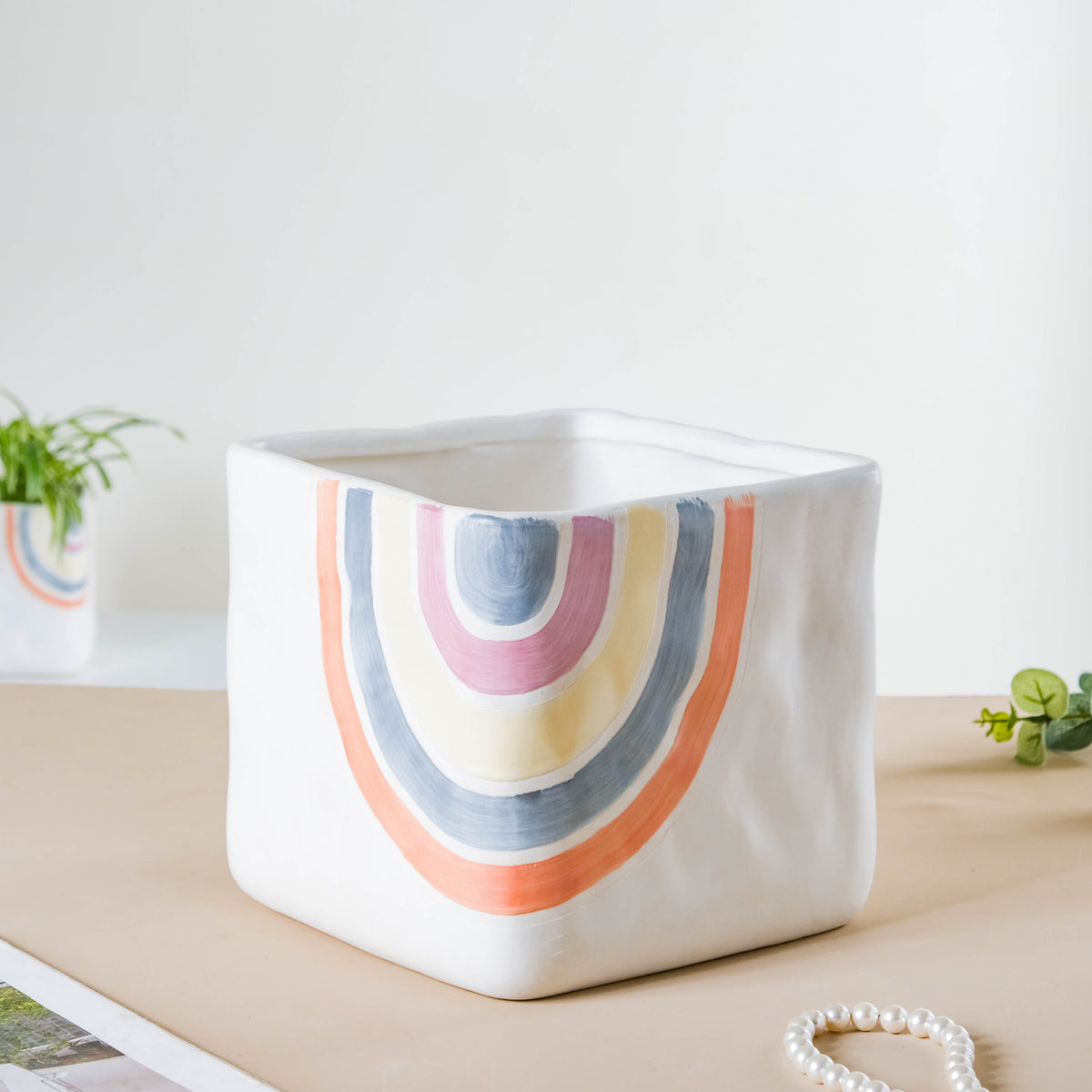 Rainbow Square Pot Large Nestasia