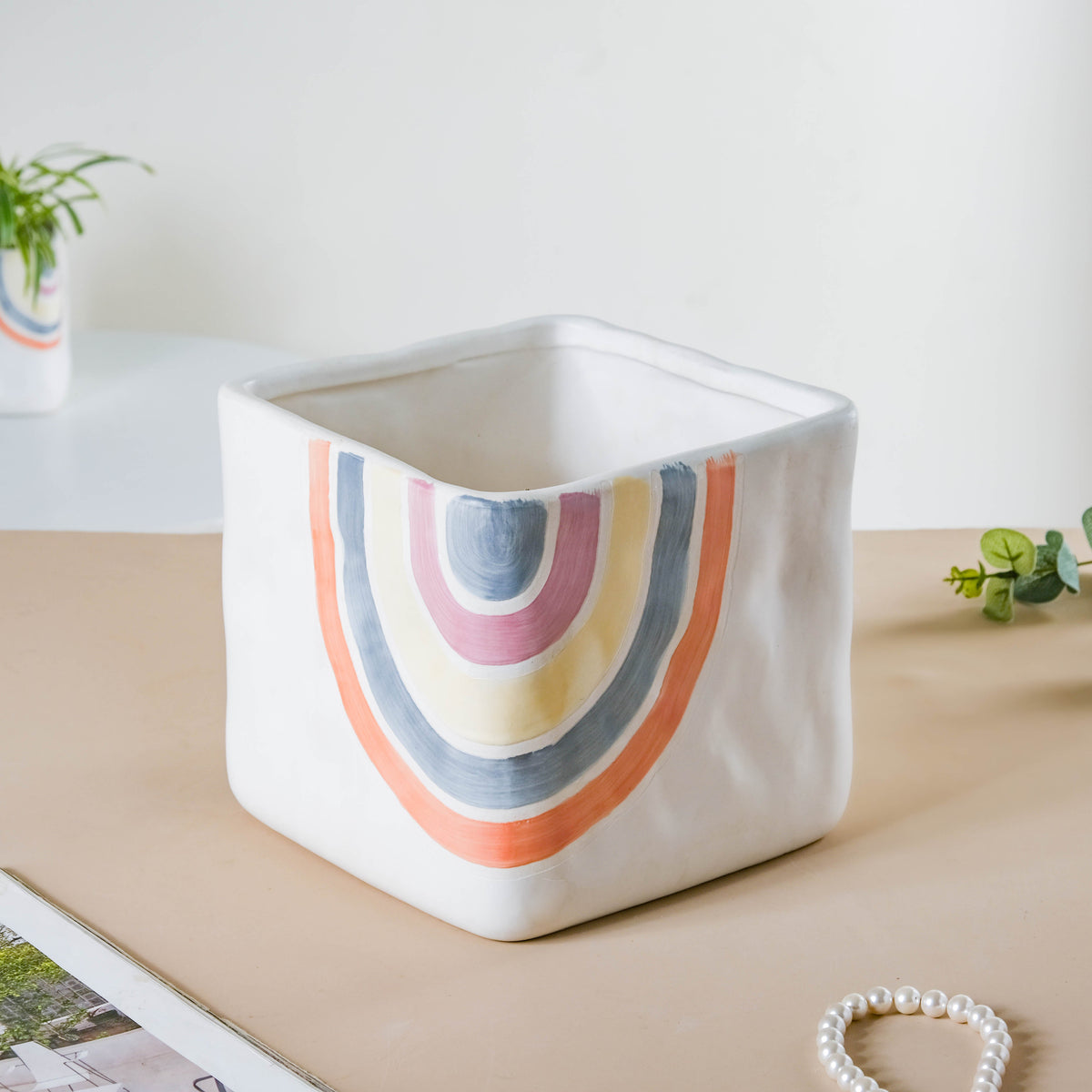 Rainbow Square Pot Large Nestasia