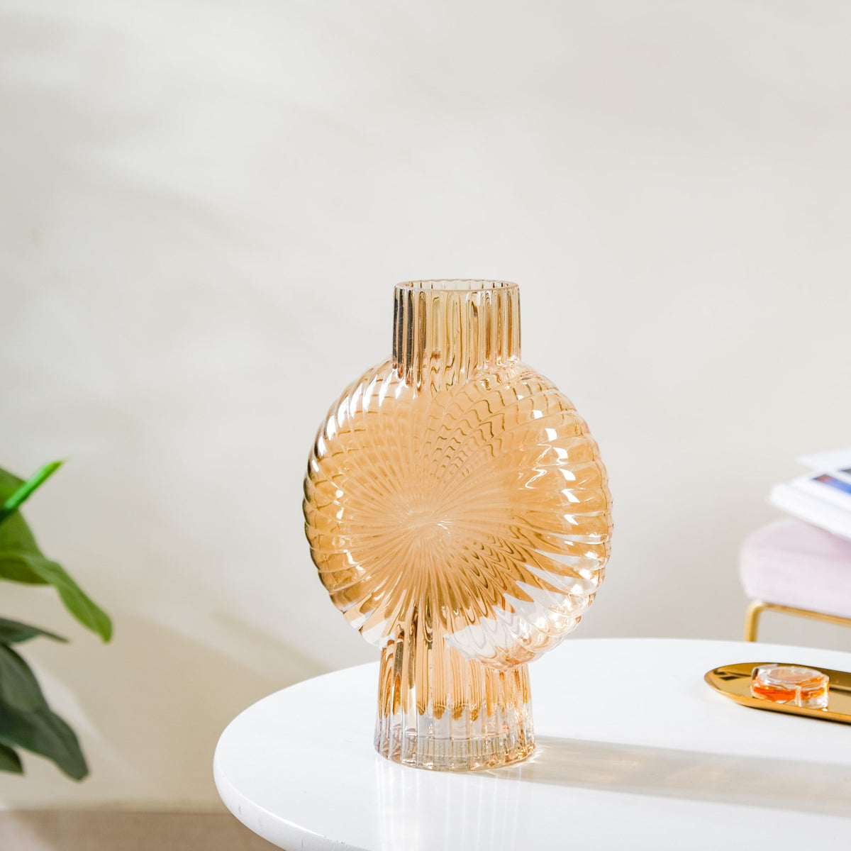 Armadillo Glass Vase Amber Large Nestasia
