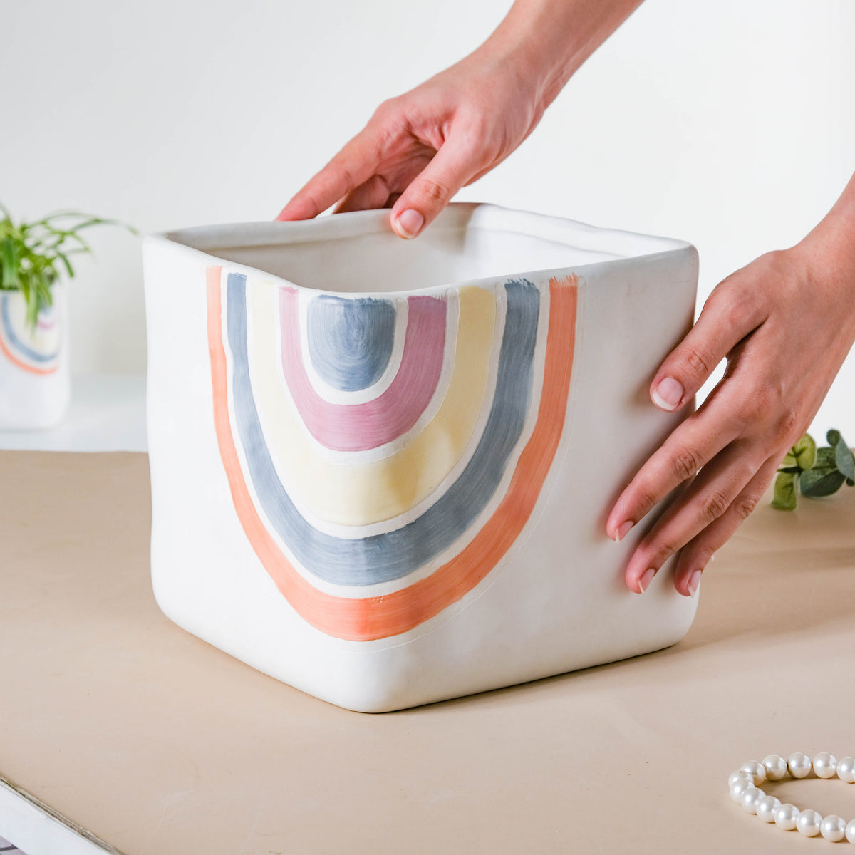 Rainbow Square Pot Large Nestasia