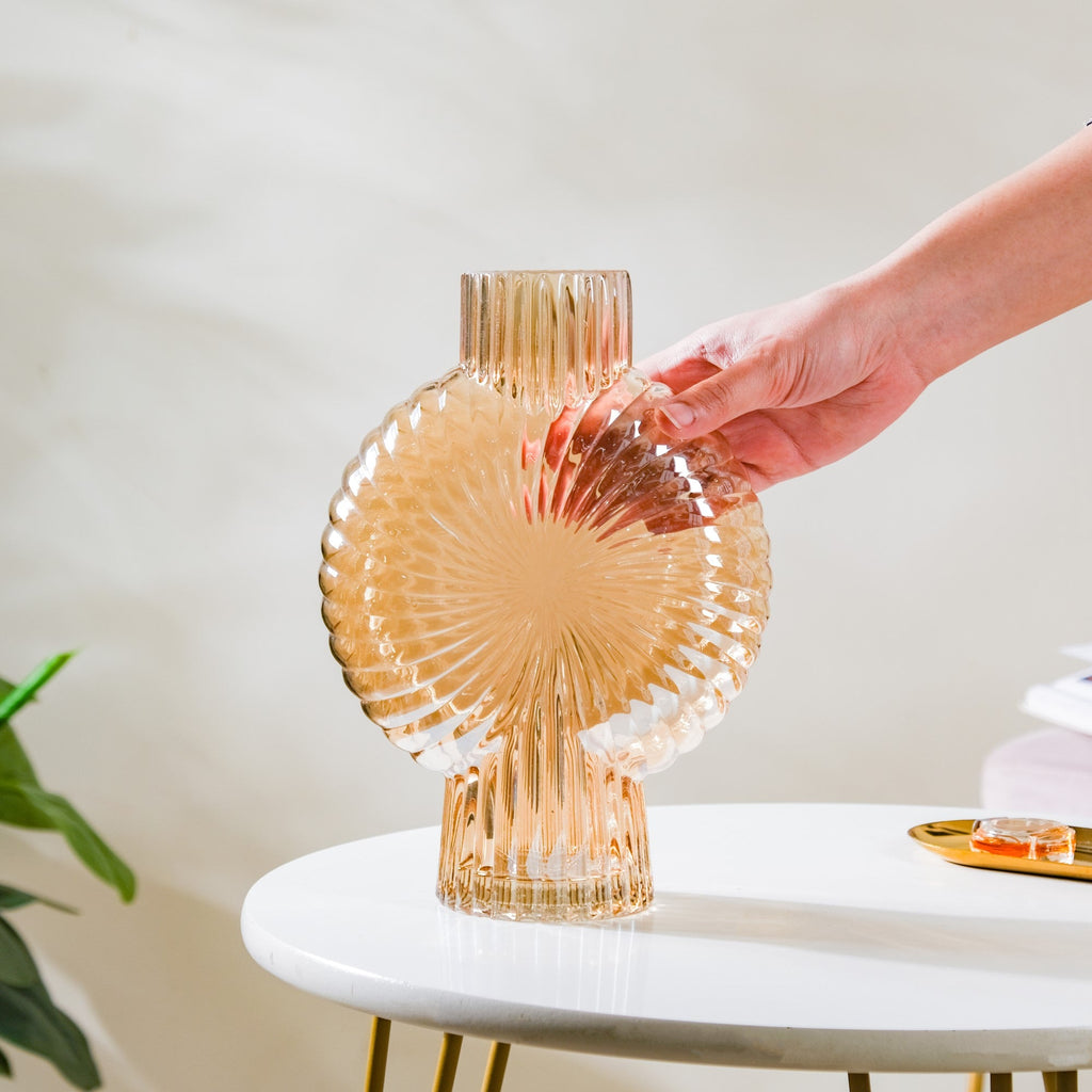 Armadillo Glass Vase Amber Large Nestasia