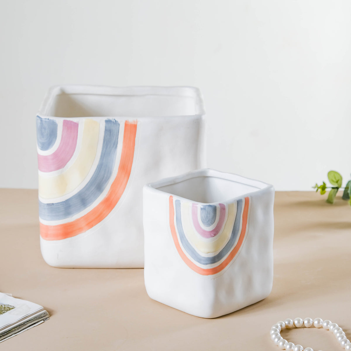 Rainbow Square Pot Large Nestasia
