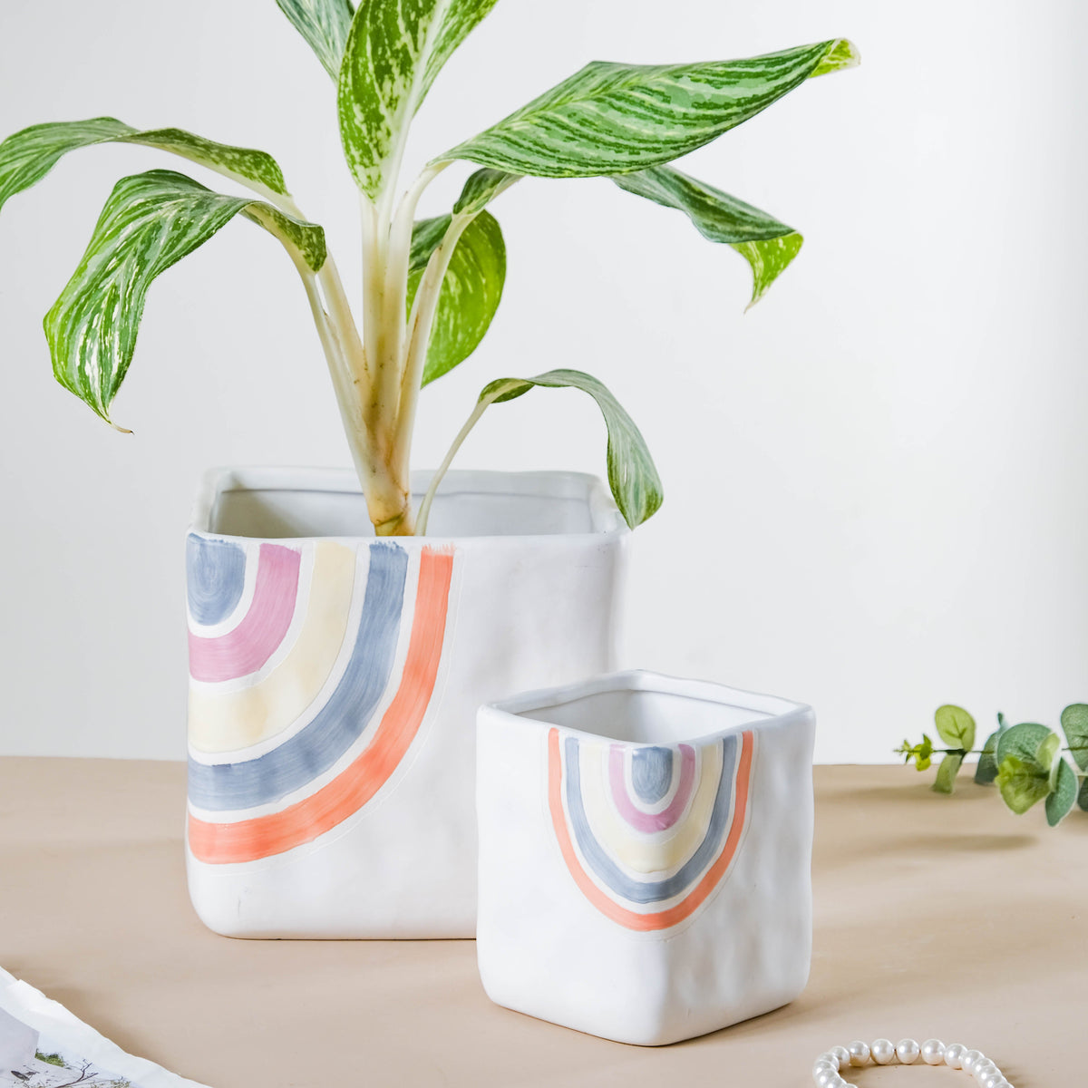 Rainbow Square Pot Large Nestasia