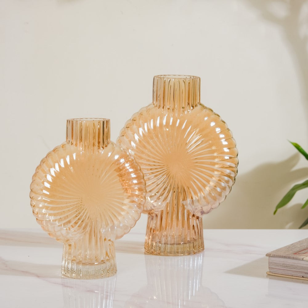 Armadillo Glass Vase Amber Small Nestasia
