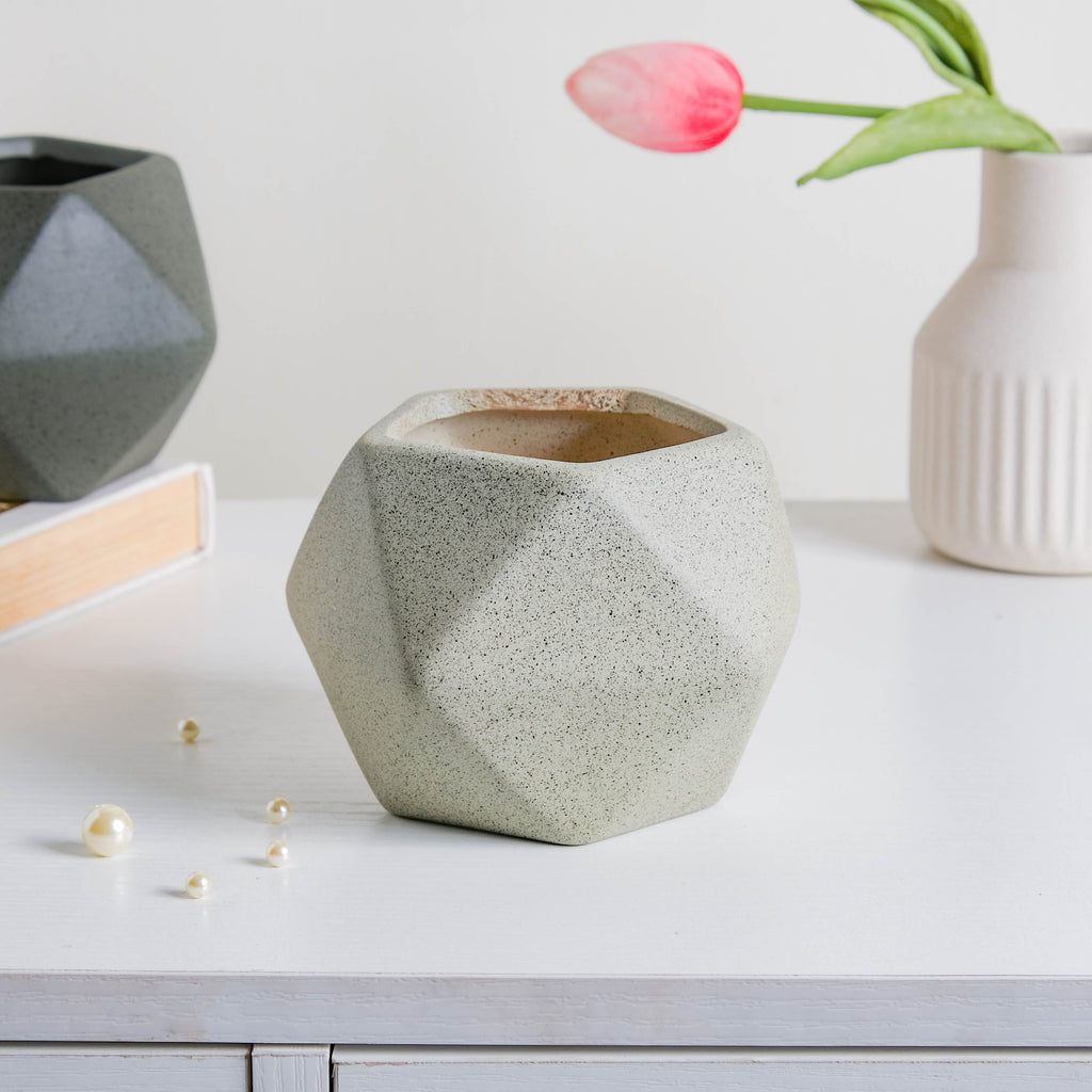 Light Grey Abstract Plant Pot Nestasia