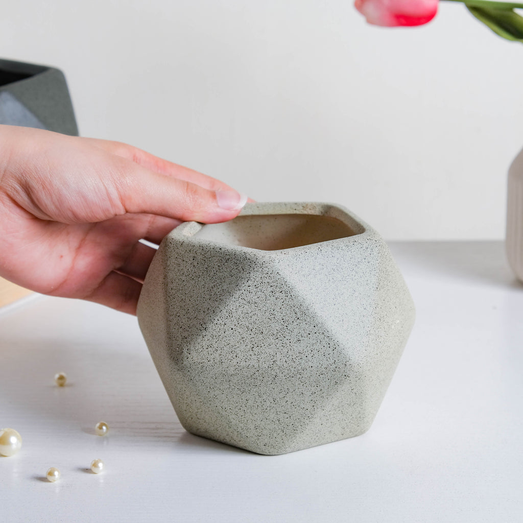 Light Grey Abstract Plant Pot Nestasia