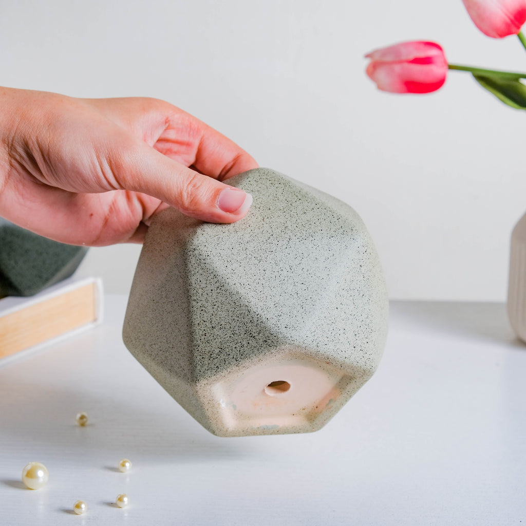 Light Grey Abstract Plant Pot Nestasia