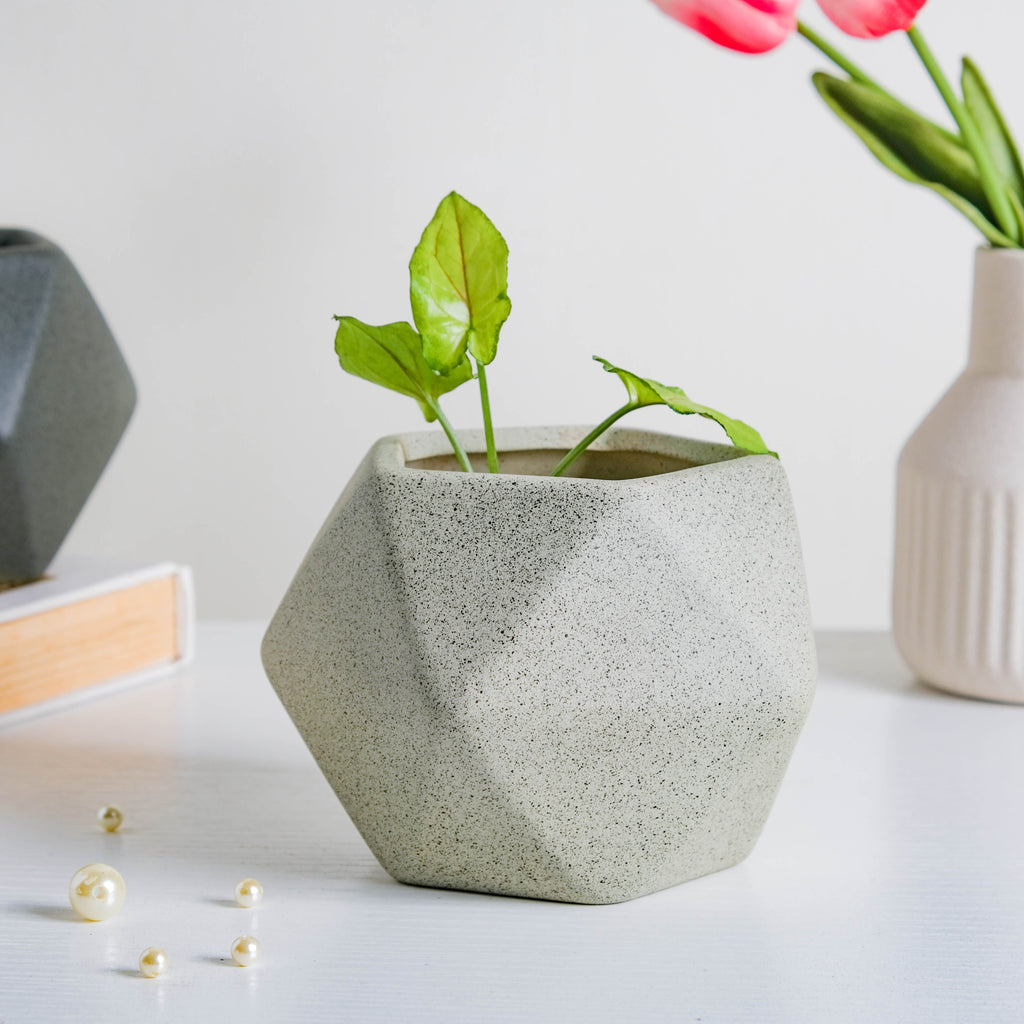 Light Grey Abstract Plant Pot Nestasia