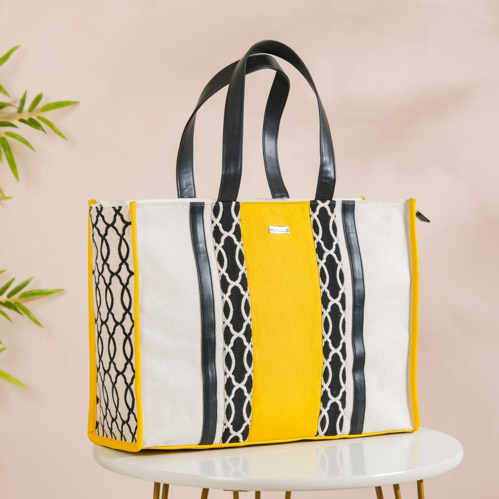 Canvas Cotton Tote Bag Yellow Large 17 X 12 Inch Nestasia