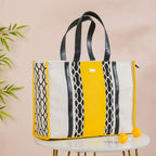 Canvas Cotton Tote Bag Yellow Set Of 2 Nestasia