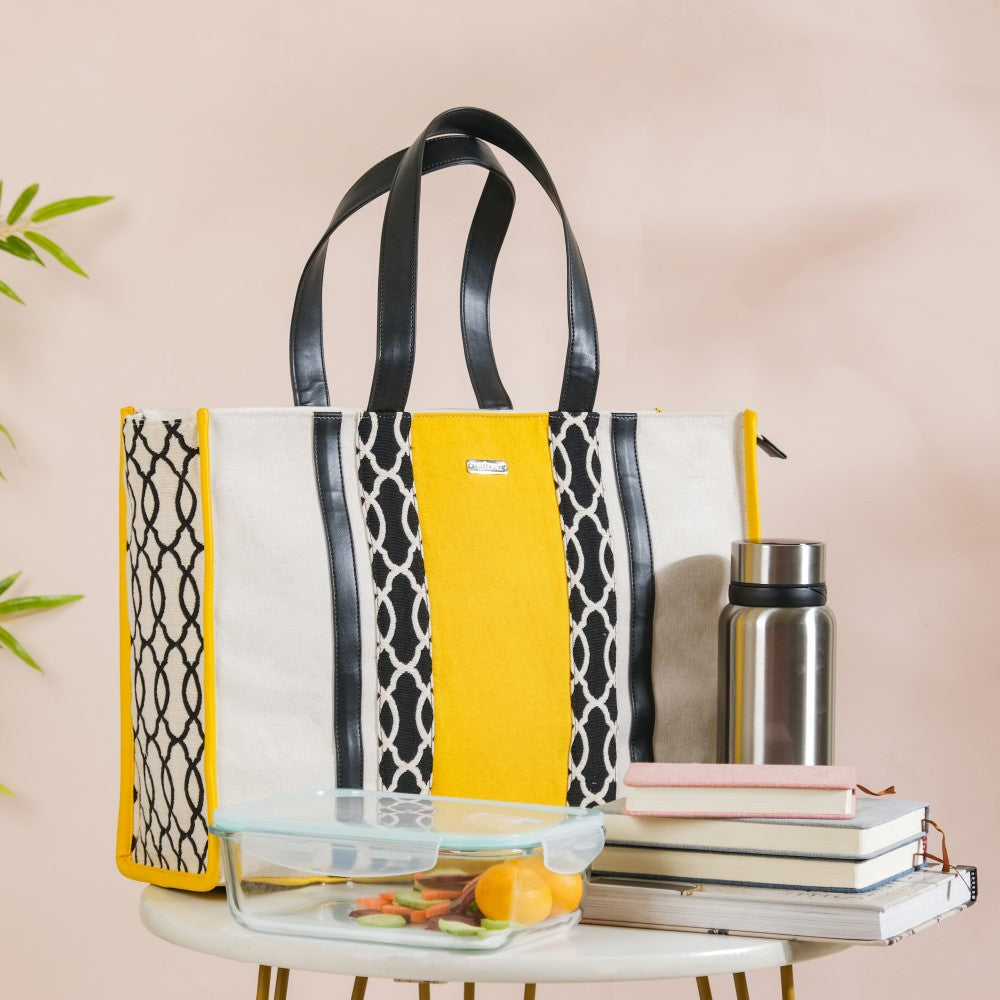 Canvas Cotton Tote Bag Yellow Large 17 X 12 Inch Nestasia