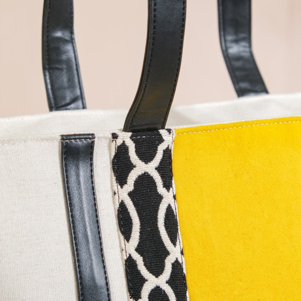 Canvas Cotton Tote Bag Yellow Large 17 X 12 Inch Nestasia