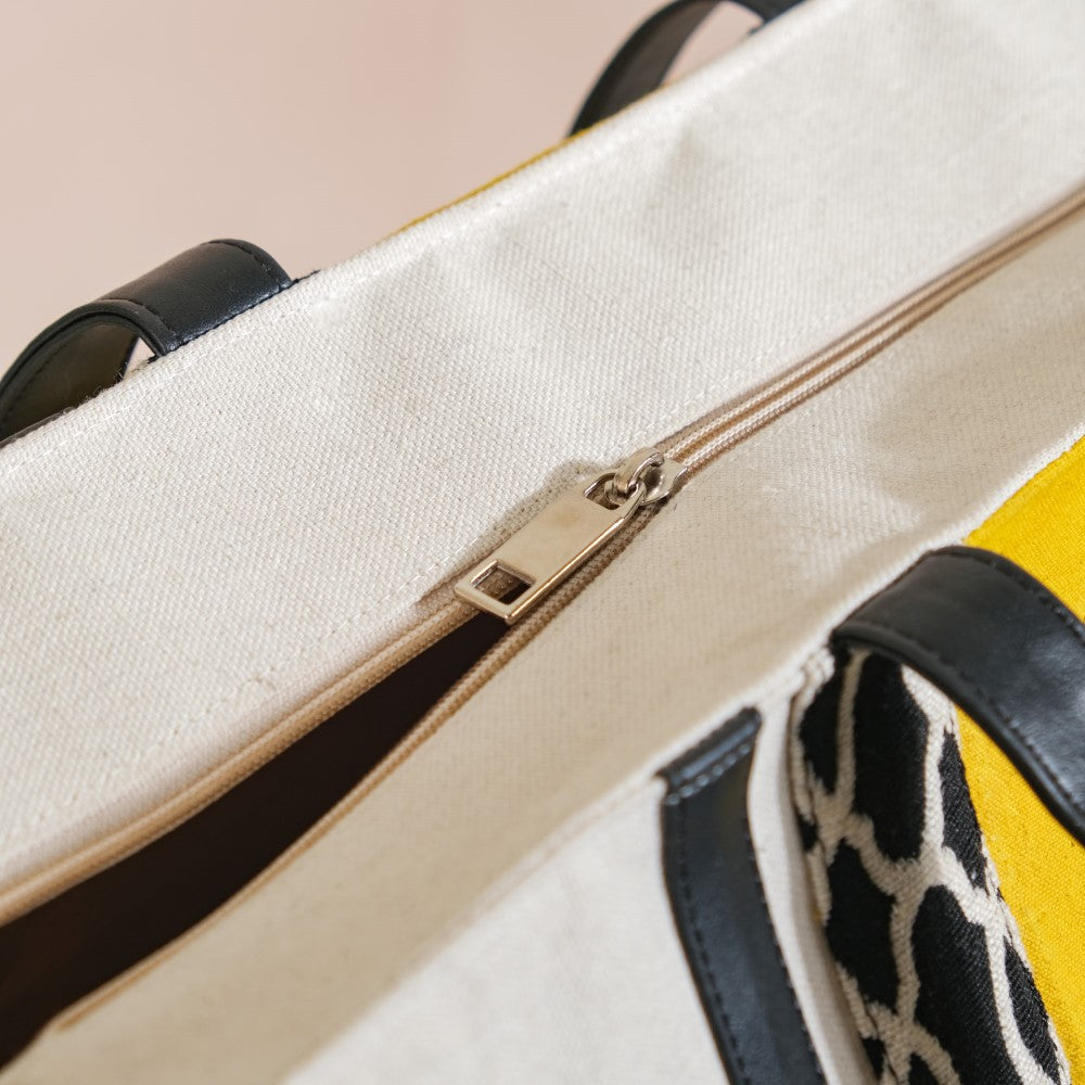 Canvas Cotton Tote Bag Yellow Large 17 X 12 Inch Nestasia