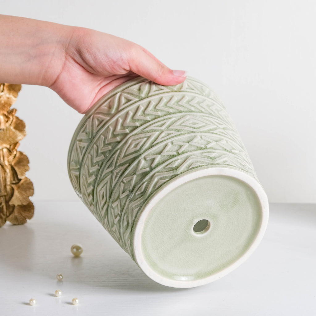 Intricate Texture Sage Green Pot Nestasia