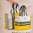 Canvas Cotton Tote Bag Yellow Set Of 2 Nestasia