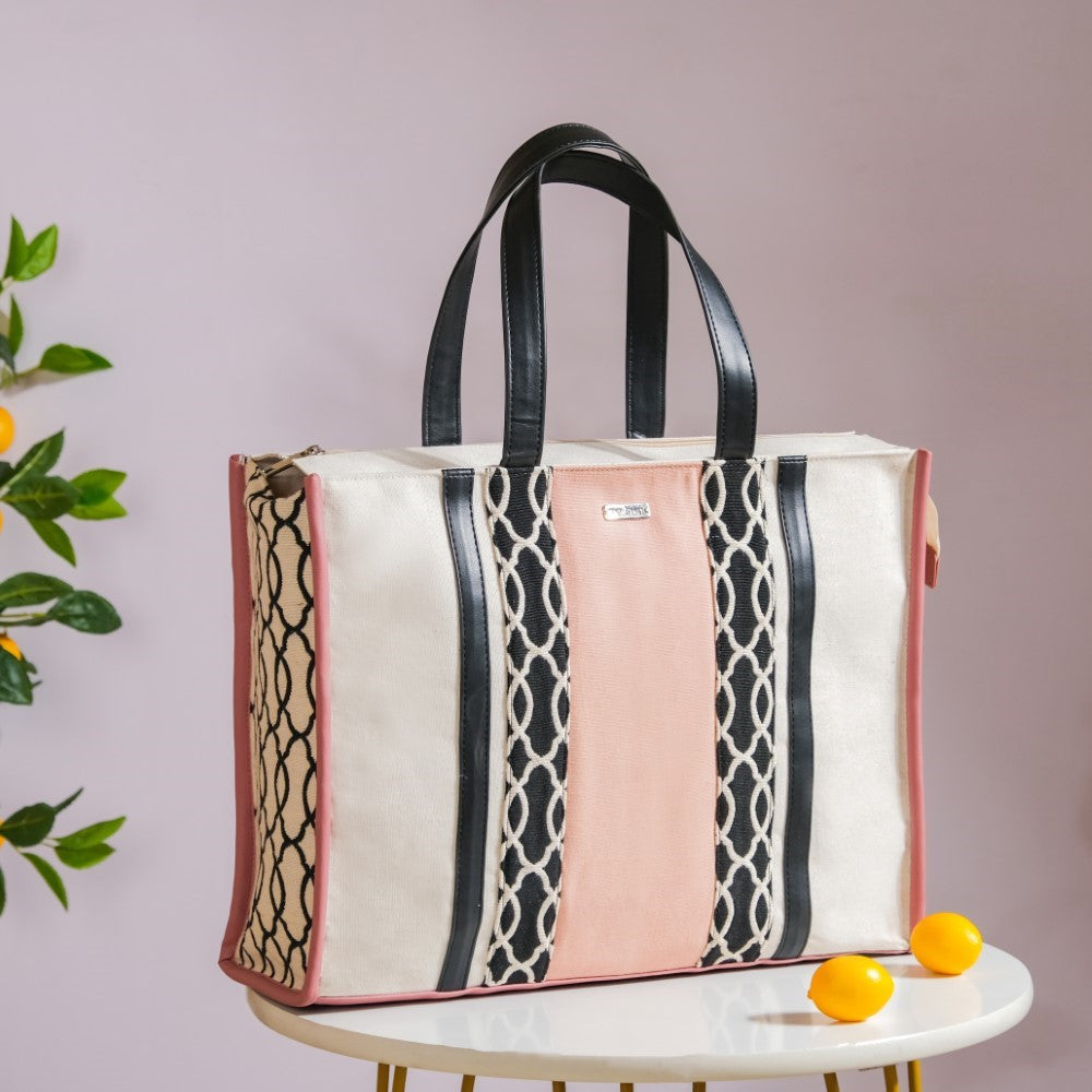 Eco Canvas Tote Bag Pink Large 17 X 12 Inch Nestasia