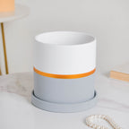 Grey And White Bicolour Pot With Plate Nestasia