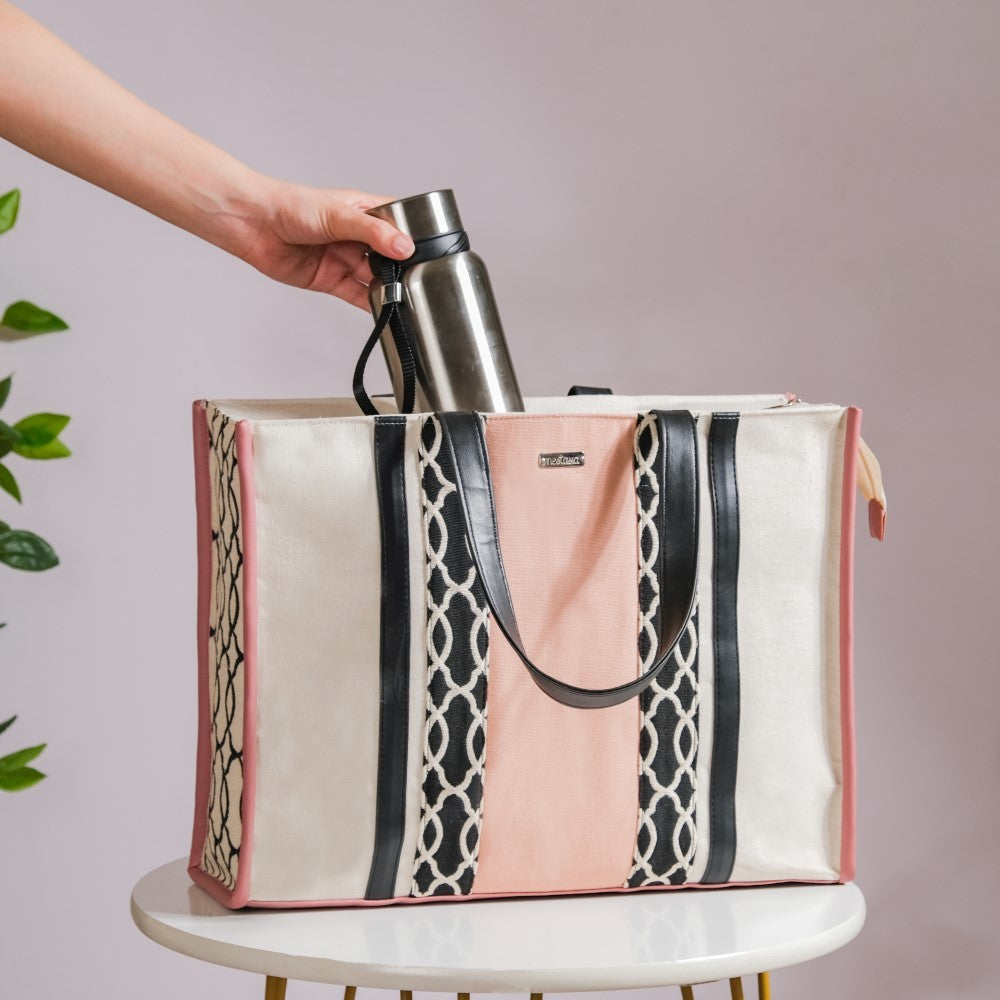 Eco Canvas Tote Bag Pink Large 17 X 12 Inch Nestasia