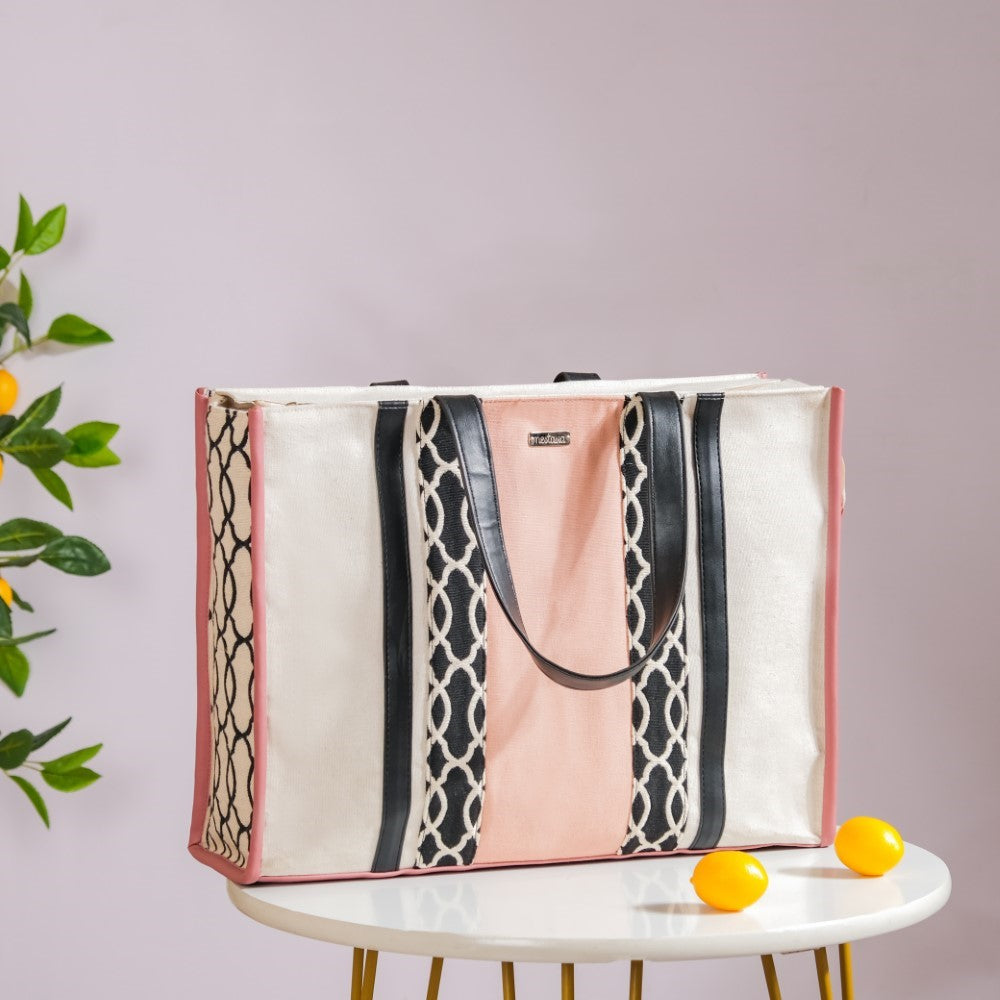 Eco Canvas Tote Bag Pink Large 17 X 12 Inch Nestasia