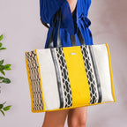 Canvas Cotton Tote Bag Yellow Large 17 X 12 Inch Nestasia