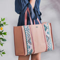 Boho Shopper Bag Pink Large 17 X 12 Inch Nestasia