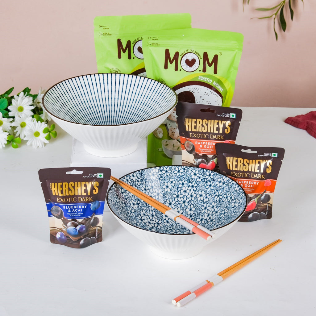 Meraki Noodle Bowl And Chopstick Gift Hamper Set Of 9 Nestasia