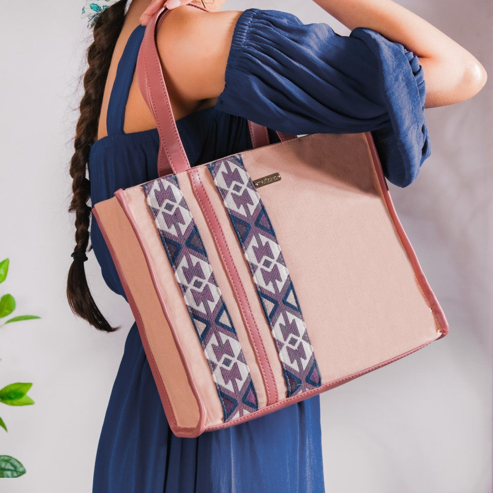 Boho Shopper Bag Pink Small 12 x 10 Inch