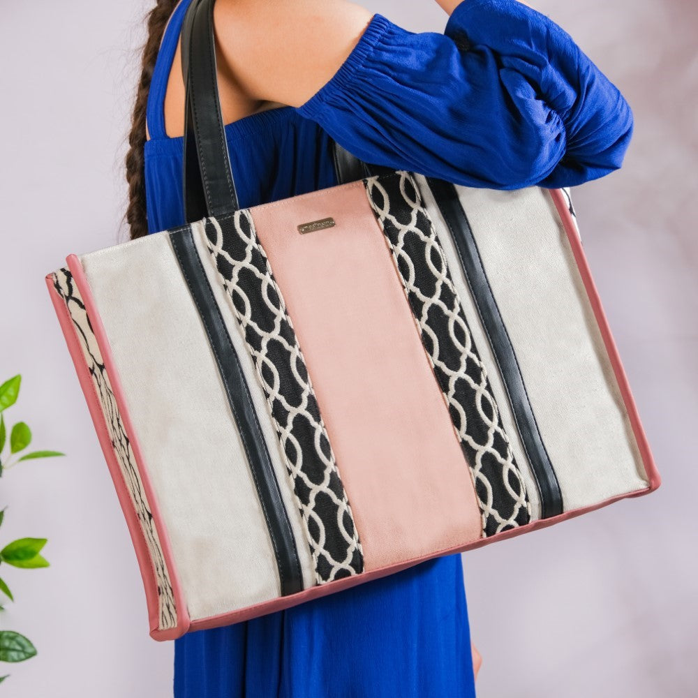 Eco Canvas Tote Bag Pink Large 17 X 12 Inch Nestasia