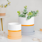 Grey And White Bicolour Pot With Plate Nestasia