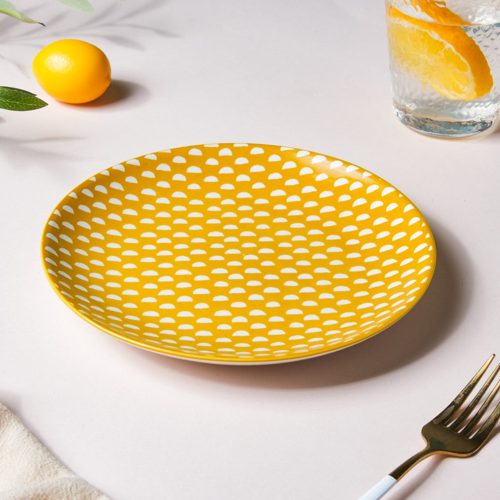 Geometric Mustard Snack Plate 7.5 Inch Set Of 2 Nestasia