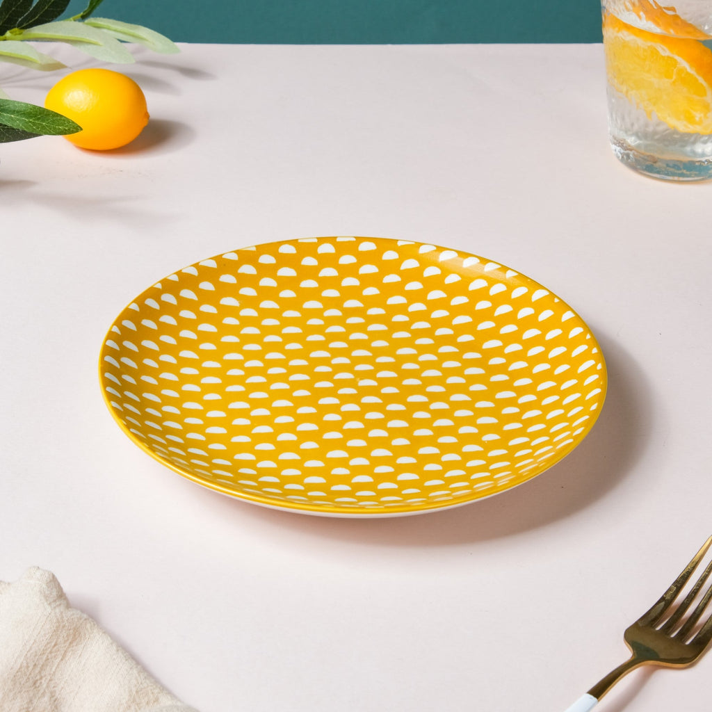 Geometric Mustard Snack Plate 7.5 Inch Set Of 2 Nestasia