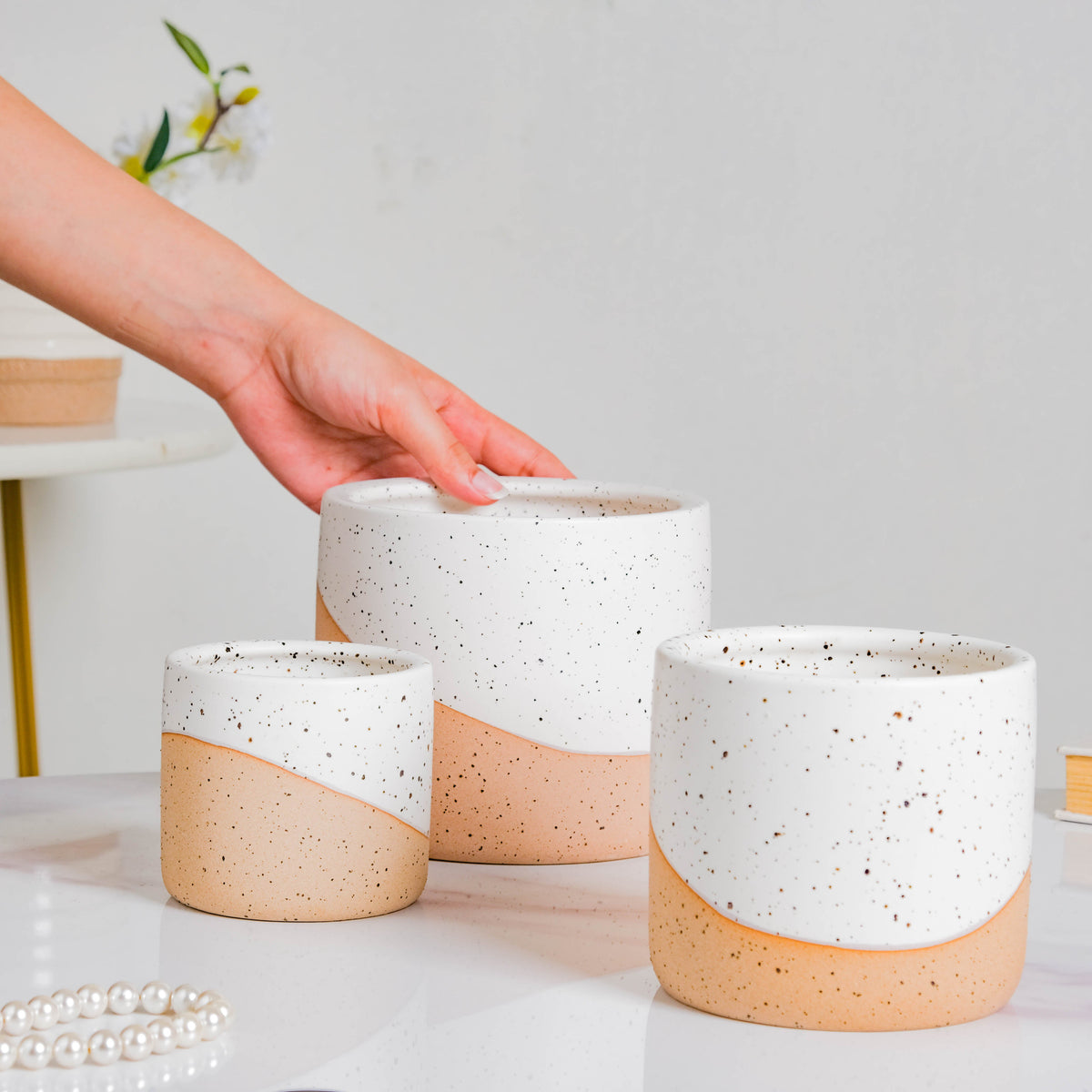 Bicolour Plant Pot Set of 3 Nestasia