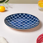 Shibori Chequered Starter Plate Blue 7.5 Inch Set Of 2 Nestasia