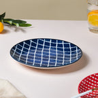 Shibori Chequered Starter Plate Blue 7.5 Inch Set Of 2 Nestasia