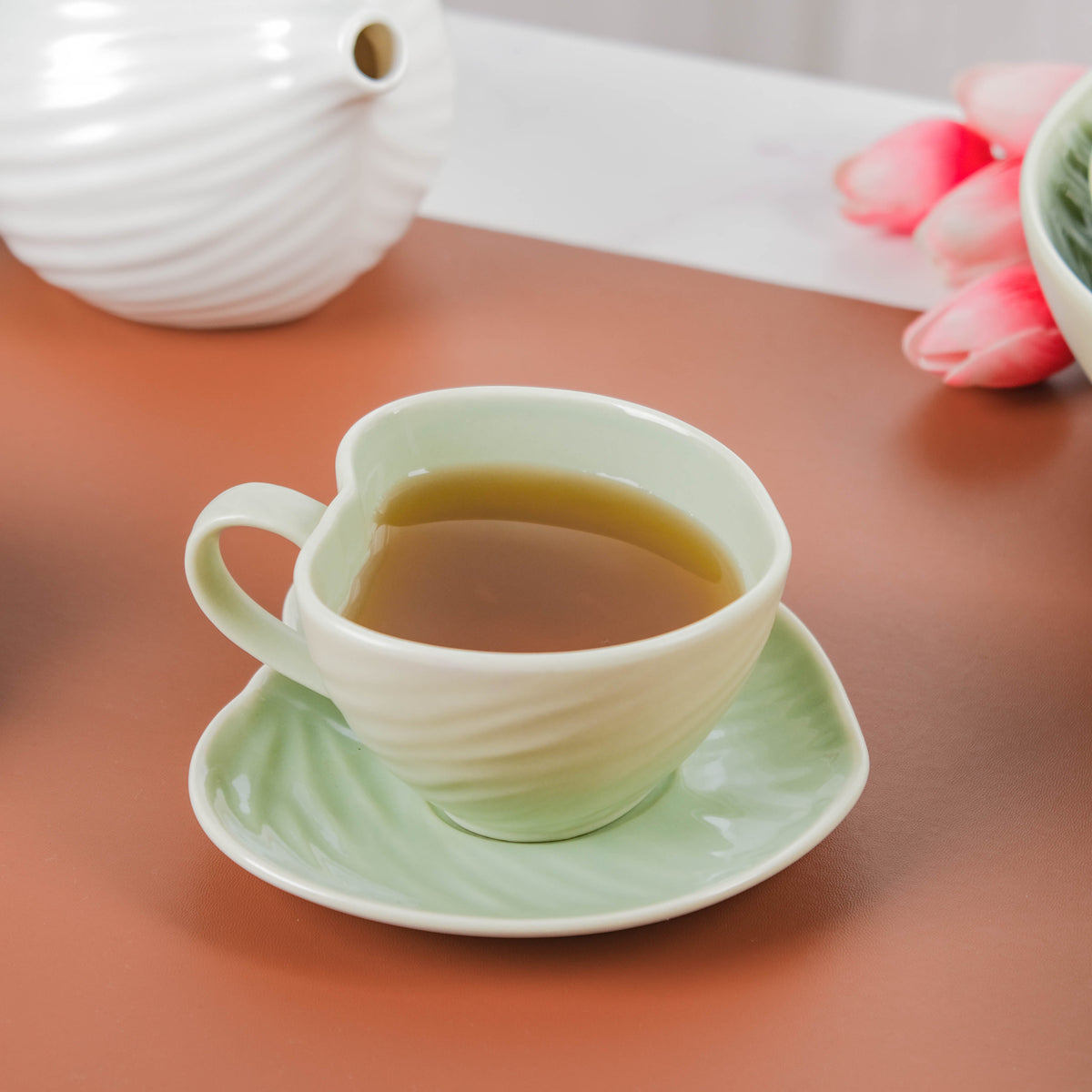 Taro Leaf Green Cup and Saucer Nestasia